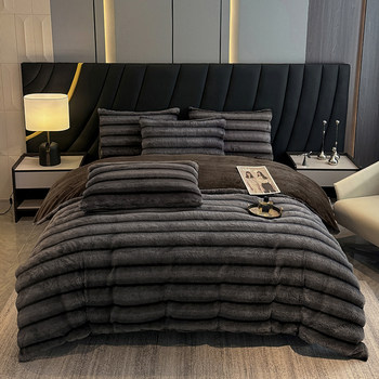 2026 New Rabbit Fur Milk Velvet Four-Piece Set Winter Coral Velvet Duvet Cover Flannel Three-Piece Set Thickened Bed Sheet