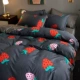 Bộ đồ giường cotton bốn mảnh kiểu Bắc Âu ký túc xá bộ đồ giường 3 mảnh 4 màu đỏ mô hình in gió chăn quilt - Bộ đồ giường bốn mảnh