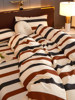 Striped Cotton Four-Piece Set Pure Cotton Bedding Spring and Summer Bed Sheet Nordic Simple Duvet Cover 1.8 Fitted Sheet Three-Four Piece Set