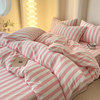 2026 New Style Yarn-Dyed Washed Cotton Four-Piece Set, Pure Cotton Simple Bedding, Striped Duvet Cover Three-Piece Set