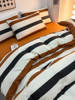 Striped Cotton Four-Piece Set Pure Cotton Bedding Autumn and Winter Bed Sheet Nordic Simple Duvet Cover 1.8 Fitted Sheet Three-Four Piece Set