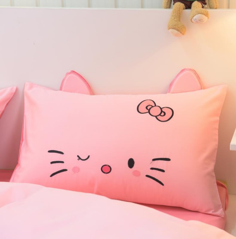 Phiên bản tiếng Hàn của vỏ gối thêu bông Gối đơn màu hồng Công chúa bông đơn túi 48 * 74cm1 gối cho bé