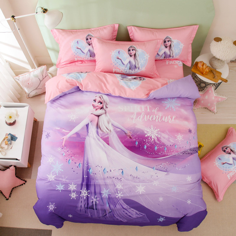 Pure cotton cartoon four pieces of girl snow and childhood three pieces of all cotton Aisa student bedding