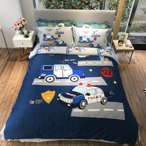 Police car Children four boys cotton bedding student 1 2 M fitted sheet cotton cartoon cute quilt cover