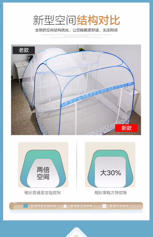 Hengyuanxiang yurt miễn phí lắp đặt màn chống muỗi màu đỏ 1,8m giường đôi hộ gia đình 1,5 m giường mã hóa ký túc xá sinh viên - Lưới chống muỗi