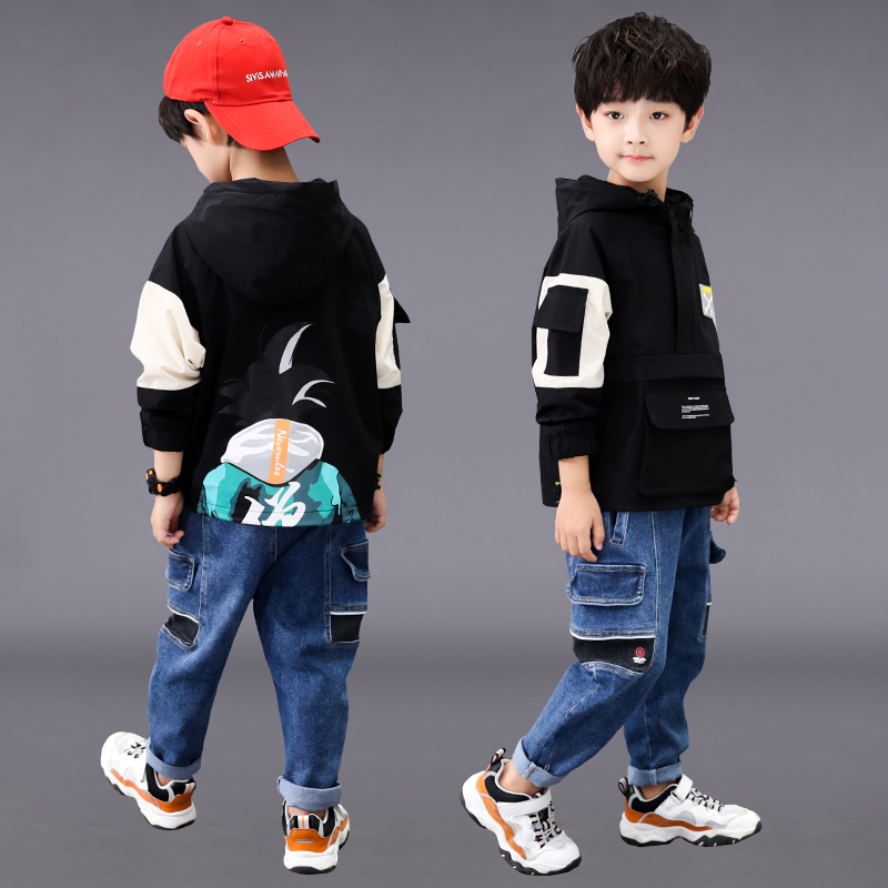 Children's suits boys' autumn coats 2020 new middle-aged boys' spring and autumn Korean version handsome casual thick cotton tide