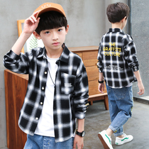 Childrens clothing boys spring shirt 2020 new style in the big boy boys spring and autumn casual plaid long-sleeved shirt tide