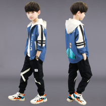 Boys autumn suit 2021 new handsome middle and large childrens childrens clothing Boys sports spring and autumn Korean version of the tide