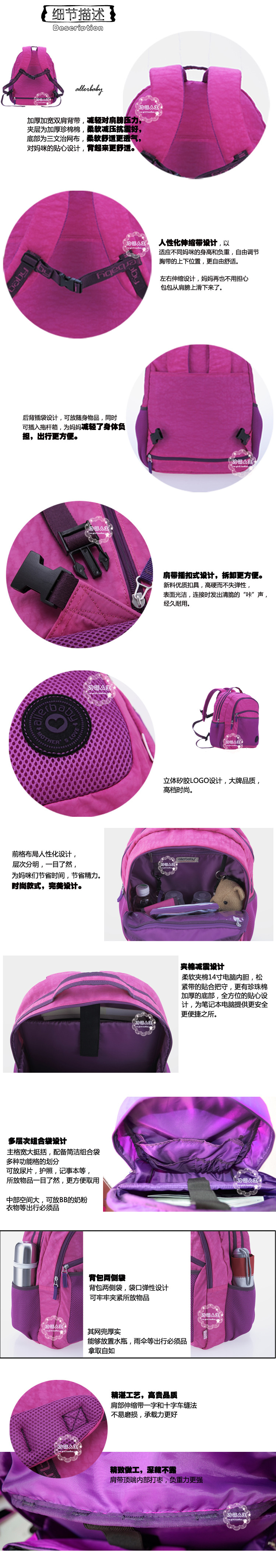Allerbaby thời trang nhẹ Túi xác ướp / vai đa năng dung lượng lớn túi trán / túi du lịch mẹ - Túi / túi Baby túi baby