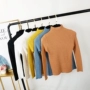 Thu đông 2018 hố mới chạm đáy áo len nửa cổ cao áo thun dày áo len nữ dài tay Áo sơ mi mỏng áo khoác cardigan