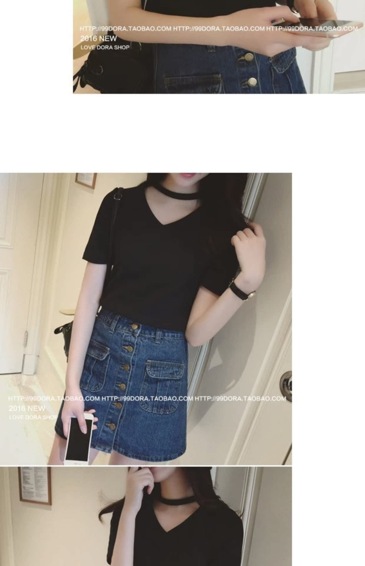Mùa hè 2019 phiên bản Hàn Quốc của áo thun nữ cổ chữ V treo cổ áo thun áo thun tay lửng ngắn tay áo thun size rộng - Áo phông áo phông đẹp nữ