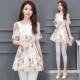 ເສື້ອຢືດແຟຊັນແຂນສັ້ນ floral chiffon ສໍາລັບແມ່ຍິງ Xia Xin plus size fat sister's wear mid-length chiffon top