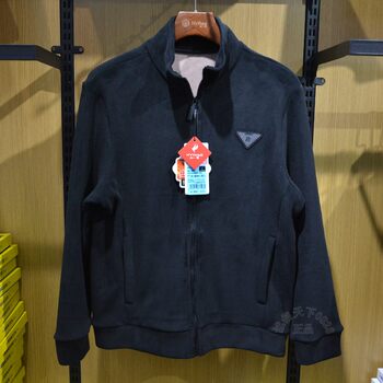 Red No. 1 Autumn and Winter Men's Fleece Jacket with Stand Collar, Fleece-Lined, Warm Casual Coat 28198