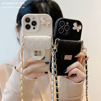 Diamond small fragrant butterfly card holder apple mobile phone case