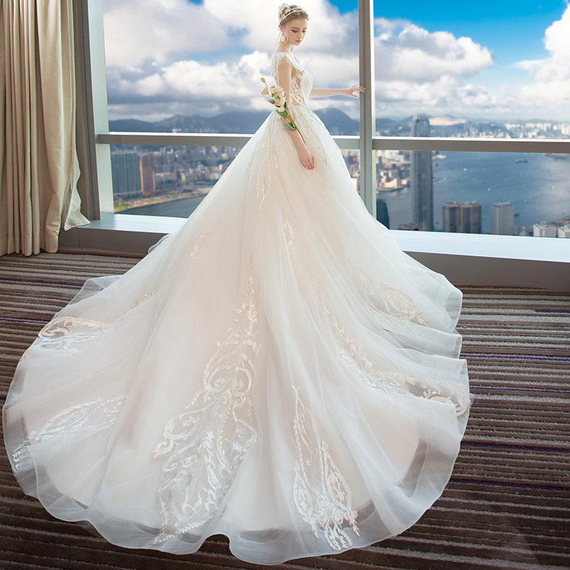 Wedding Dress 2017 New Winter Korean Bride One Word Shoulder
