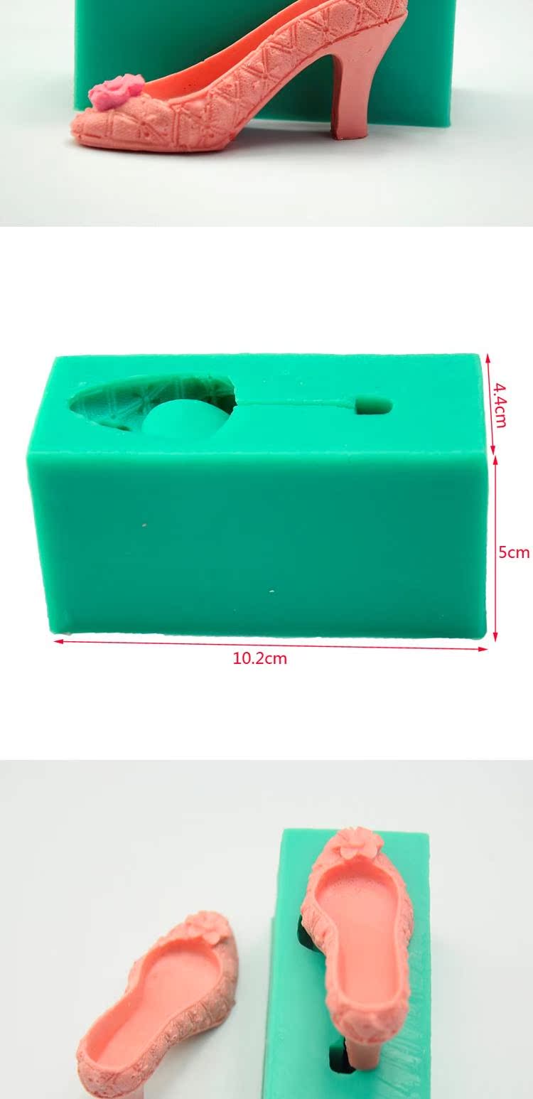 DIY Baking Tools 3D Stereo High Gót Fondant Cake Chocolate Silicone Khuôn Handmade Soap Mold khuôn oval