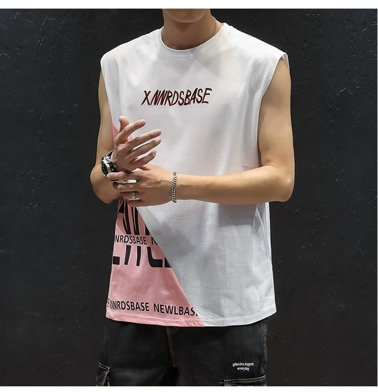 Mùa hè chéo chéo mồ hôi vest nam cộng với phân bón XL Hàn Quốc thanh niên áo vest vai cotton tay áo thun rộng - Áo vest cotton áo ấm nam mùa đông