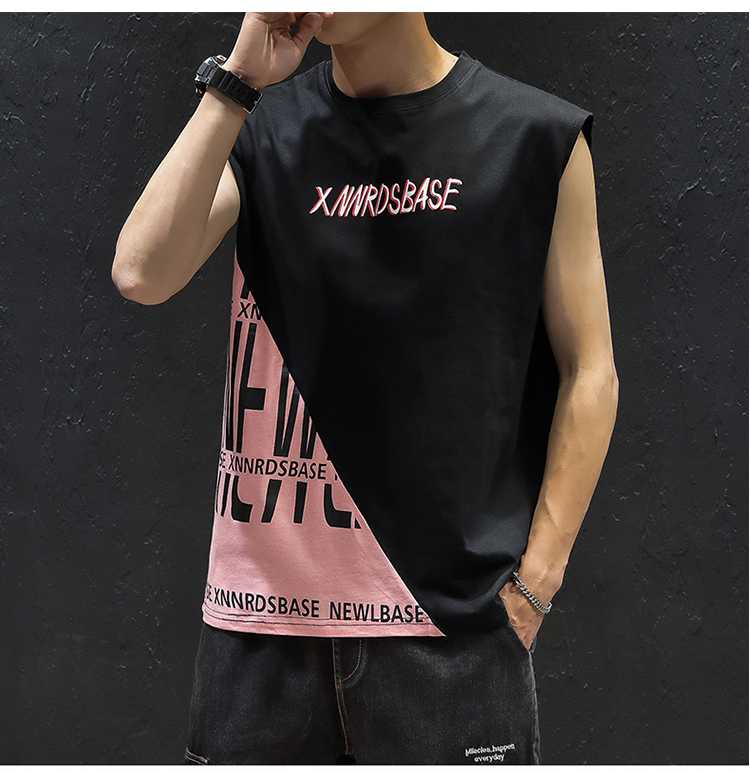 Mùa hè chéo chéo mồ hôi vest nam cộng với phân bón XL Hàn Quốc thanh niên áo vest vai cotton tay áo thun rộng - Áo vest cotton vest trung niên
