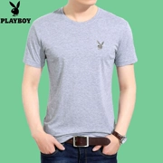 Playboy mùa hè nam tay ngắn áo thun cổ tròn màu rắn áo thun đáy áo cotton nửa tay áo mùa hè thủy triều