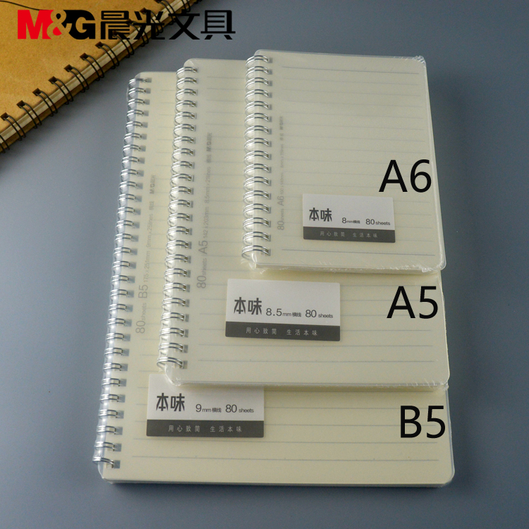 Chenguang Stationery Original Flavor Rollover 80 Pages Pp Waterproof Cover A6/A5/B5 Double Coil Notepad Mpy7Dt21