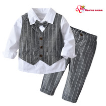 Baby jumpsuit autumn and winter suit suit Boy 1-3 year old tide birthday British wind twin male treasure 100 day feast