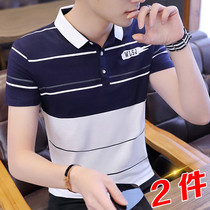 Men short sleeve T-shirt pure cotton Supper fashion body Pure Cotton Spring Summer Trend Striped Polo Shirt New Summer Dress