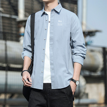 2022 Spring New Fashion Pure Color Long Sleeve Mens Shirt Men Casual Handsome 100 hitch Loose Mens Shirt Tide