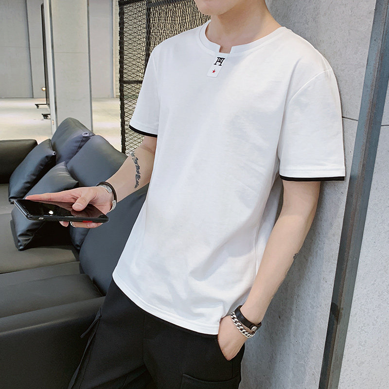 Short Sleeve T-Shirt Male Round Collar Summer New 2022 Fashion Summer Down-shirt Personality Tide Men Sashimi 100 Hitchhiking