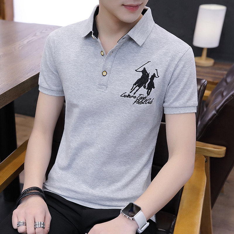 2022 Summer men short sleeves T-shirt Business Leisure 100 Lap Shirt Collar Polo Shirts Trendy Men's T-shirt Clothes