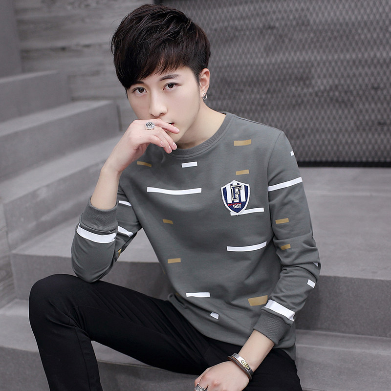 Men's T-shirt Long sleeves Round Collar Warm Autumn Clothes Spring Men's Clothing Small Shirts Trendwear Chouchai Blouse Jersey Blouse