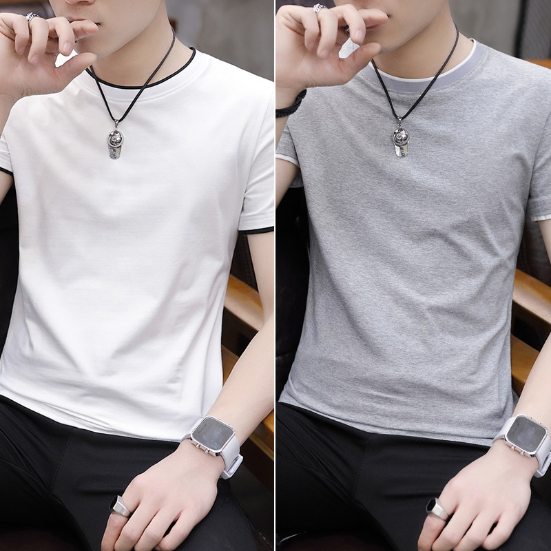 2022 new summer men's short-sleeved T-shirt all-match men's cotton clothes men's slim summer half-sleeved T-shirt
