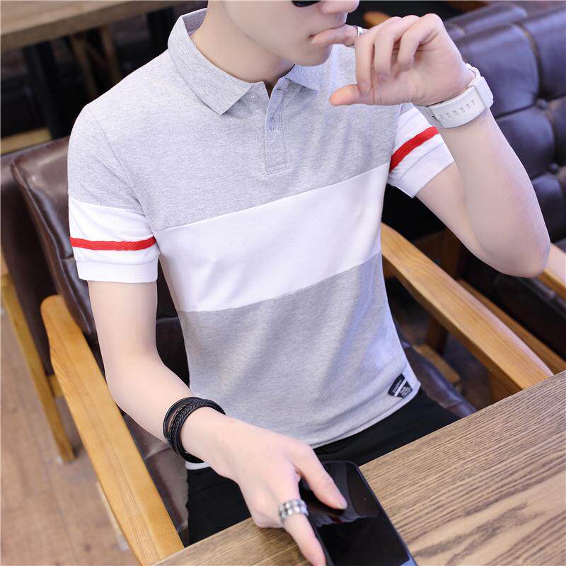 Summer clothing new T-shirt personality men's short-sleeved T-shirt half-sleeved Korean shirt collar trend men's clothing RtHXftIs