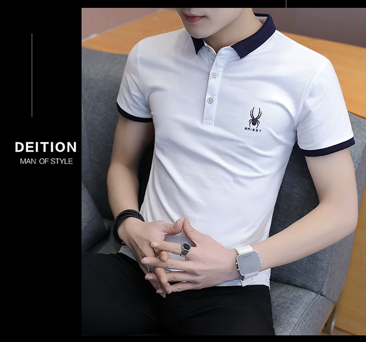 Hè 2018 phiên bản Hàn Quốc mới của xu hướng áo thun tay ngắn cổ áo cotton kinh doanh áo thun mỏng thời trang POLO áo phông nam tay ngắn