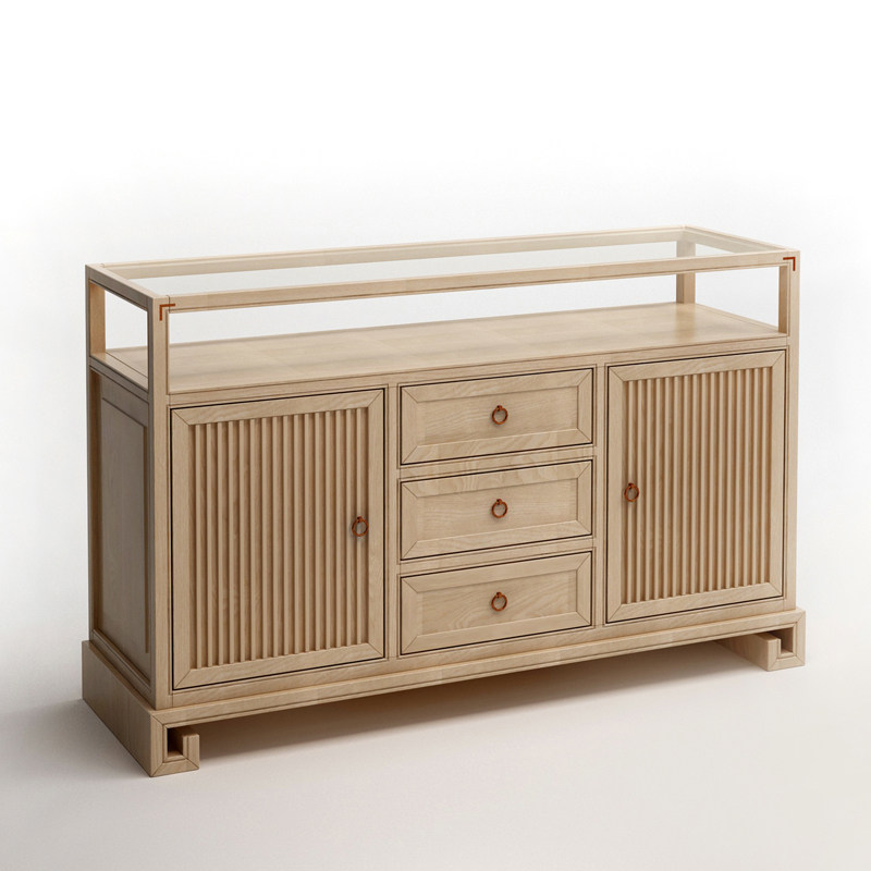 New Chinese Walnuts Wood Dining Cabinet Solid Wood Dwarf Cabinet Living-room Containing Cabinet Modern Minima Tea Water Cabinet Hall Decoration Cabinet