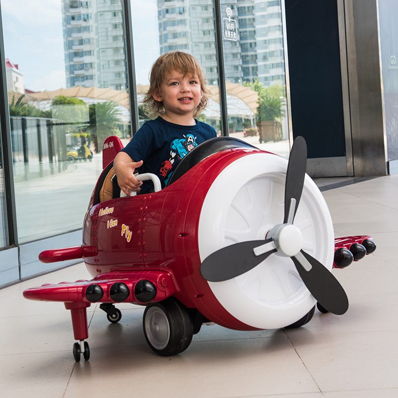 Children's electric car Four-wheeled children's remote control car baby plane toy car can sit on the net red car baby stroller