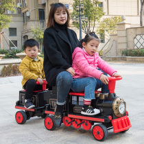 Childrens electric car Four-wheeled baby train toy car can sit people people children with remote control car net red car