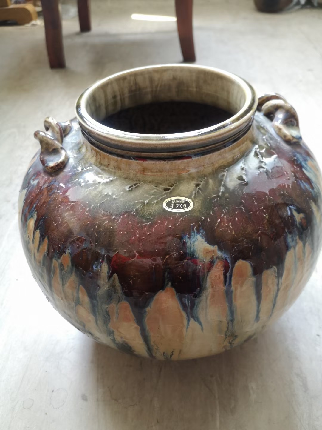 中国美術 九谷焼雙獅耳青花山水 花瓶 花器 壺希少品