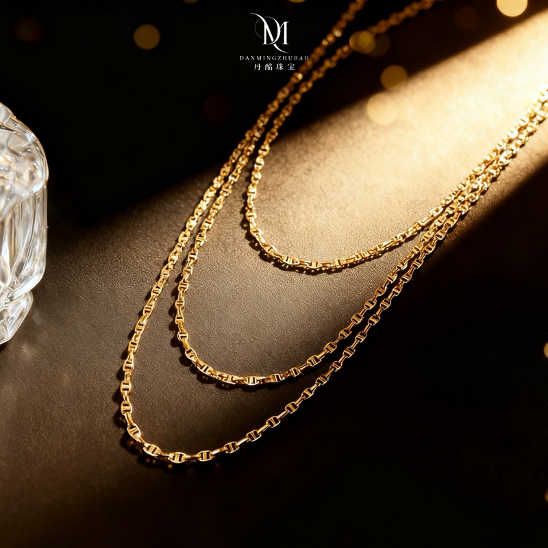 Danmeng Jewelry｜New Arrival on November 6Th【Bring Wealth】18K Gold Pig Nose Italian Craft Sweater Chain Necklace for Women