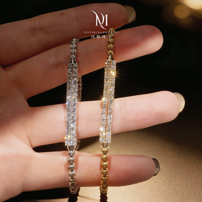 Danming Jewelry｜New Arrivals at the Hong Kong Exhibition【Lover's Bridge】18K Gold Imported Laser-Cut Diamond Elastic Bracelet