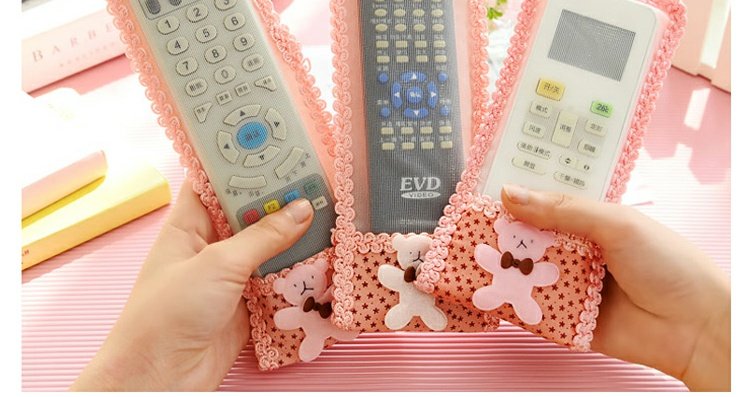 3 Gói Vỏ điều khiển từ xa Phim hoạt hình TV dễ thương Điều hòa nhiệt độ Vải Ren Điều khiển từ xa Che bụi tấm che nắng kính lái ô tô