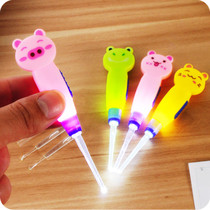 Cute visual luminous ear spoon Safe children Adult with lamp hollowing ear spoons suit Custom Gift