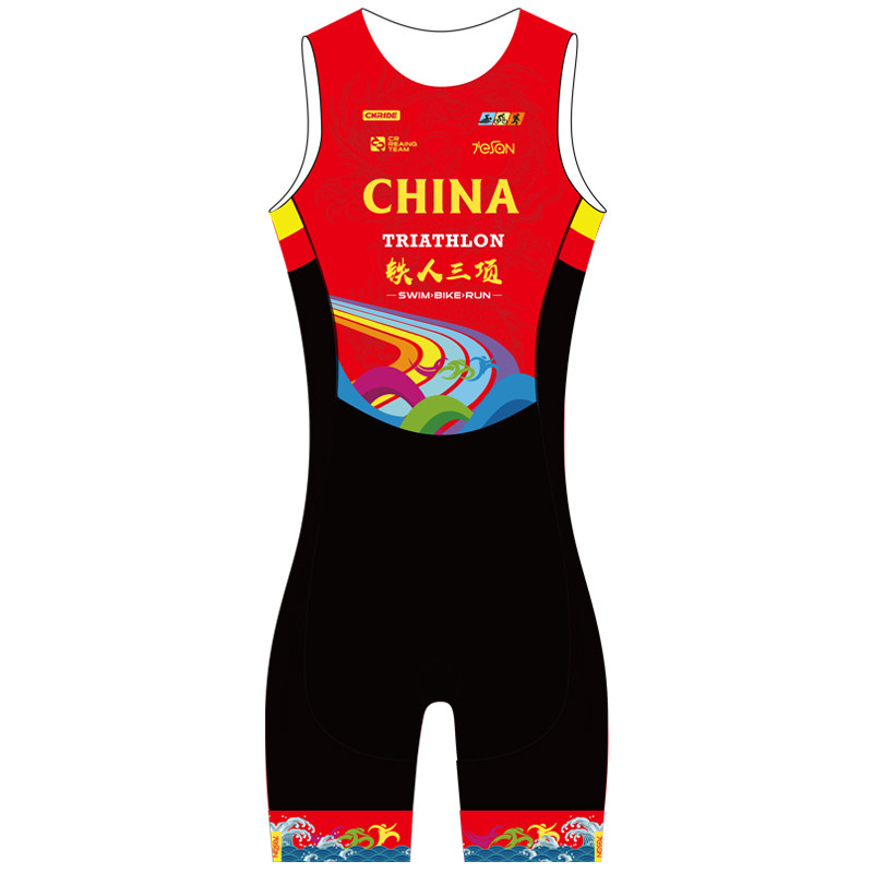 Summer men TIESAN professional triathlon uniform Chinese style swimming riding running iron three sportswear