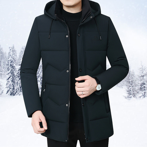 男士棉衣冬季棉服外套爸爸装中长款加厚棉袄