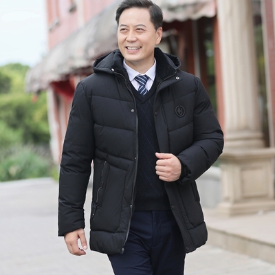 爸爸男加绒加厚中老年冬季羽绒棉服