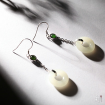 Love sterling silver handmade and Tian Jade womens long model on the new Forbidden City temperament Super fairy National Style summer earrings