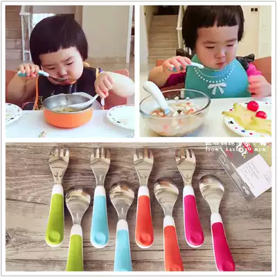 American OXO tot baby stainless steel spoon fork set fork spoon baby spoon fork tableware Xiaoman same style