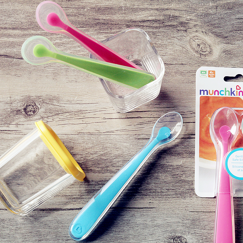 American munchkin McKenzie Silicone Soft Spoon Newborn Baby Super Soft Head Spoon Baby Non-staple Food Spoon