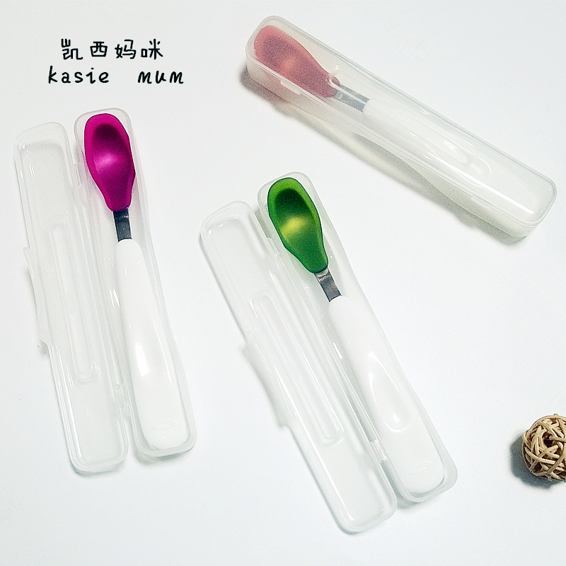 American OXO tot baby baby stainless steel spoon silicone head feeding spoon 6 months Deputy food meal spoon