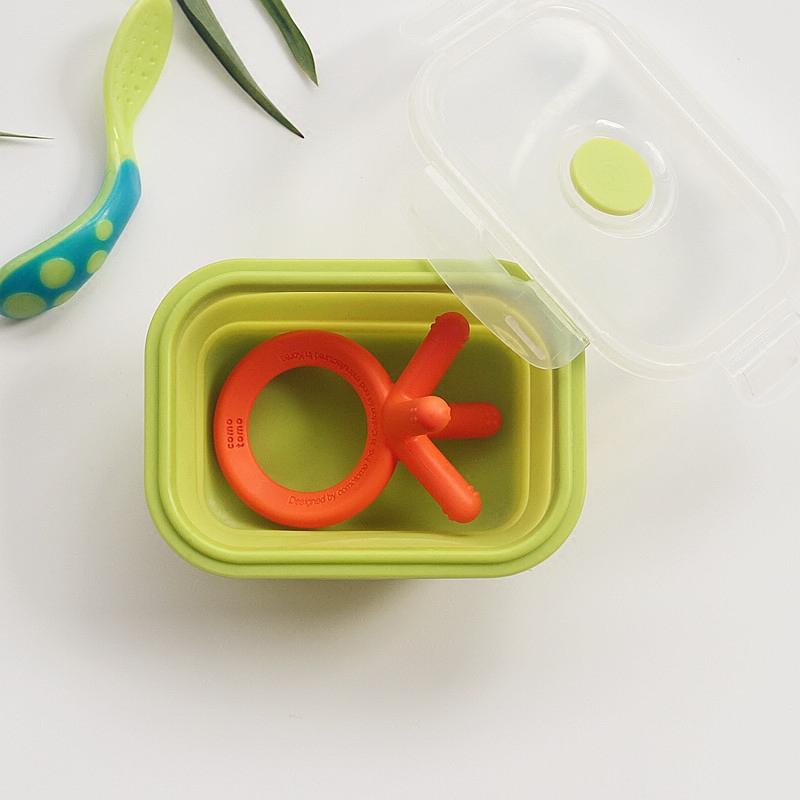 American teether storage box silicone folding lunch box storage box portable snack box baby pacifier box