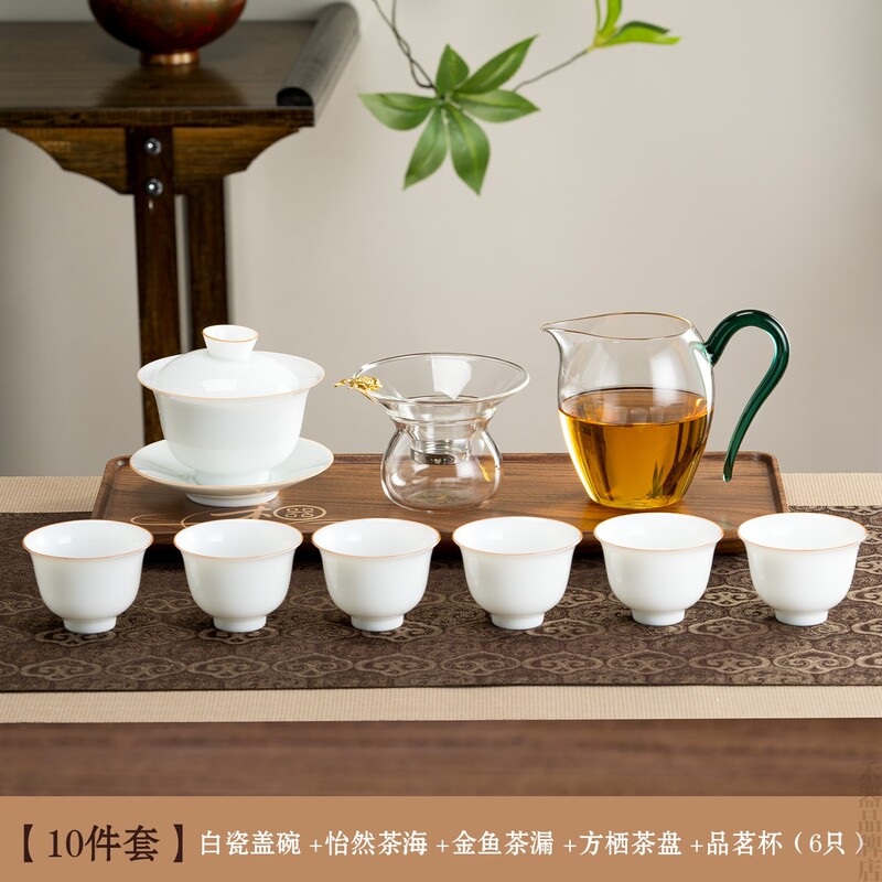 High-End Thin-Walled White Porcelain Gaiwan Tea Set 2026 New Model, Non-Hot to the Touch Tea Bowl, Ceramic Cup, Fair Cup, Tea Strainer High-End Thin-Walled White Porcelain Gaiwan Tea Set 2026 New Model, Non-Hot to the Touch Tea Bowl, Ceramic Cup, Fair Cup, Tea Strainer